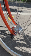 Load and play video in Gallery viewer, The Electrified Swytch Go Dutch Orange Oma - Step Through Style Dutch Bike - Small Medium- Orange
