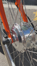 Load and play video in Gallery viewer, The Electrified Swytch Go Dutch Orange Oma - Step Through Style Dutch Bike - Small Medium- Orange
