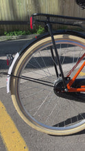 Load and play video in Gallery viewer, The Electrified Swytch Go Dutch Orange Oma - Step Through Style Dutch Bike - Small Medium- Orange
